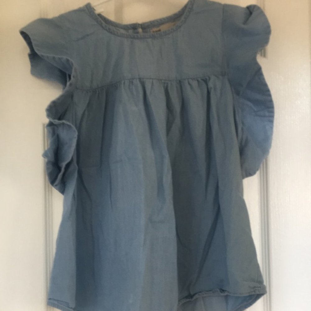 Girls DENIM Co. Blue Ruffle Top Sz 12-13 Yrs